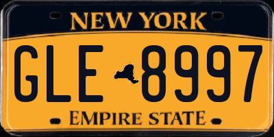 NY license plate GLE8997