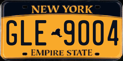 NY license plate GLE9004