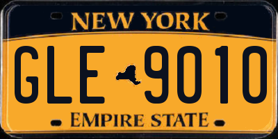 NY license plate GLE9010