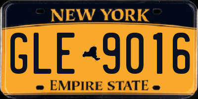 NY license plate GLE9016