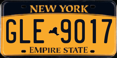 NY license plate GLE9017
