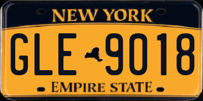 NY license plate GLE9018