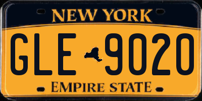 NY license plate GLE9020