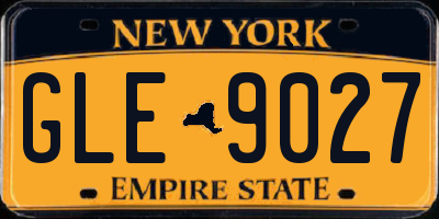 NY license plate GLE9027