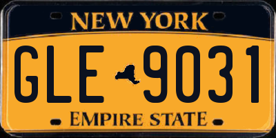 NY license plate GLE9031