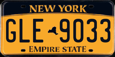 NY license plate GLE9033