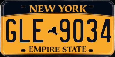 NY license plate GLE9034