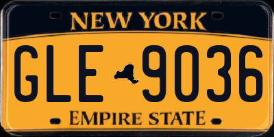 NY license plate GLE9036