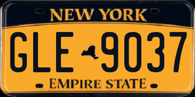 NY license plate GLE9037