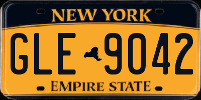 NY license plate GLE9042