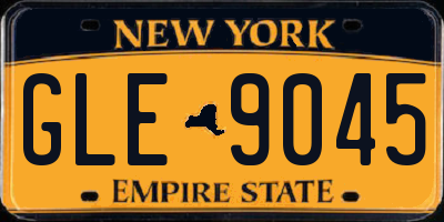 NY license plate GLE9045