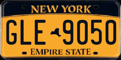 NY license plate GLE9050
