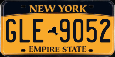 NY license plate GLE9052