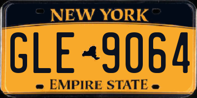 NY license plate GLE9064