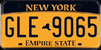 NY license plate GLE9065