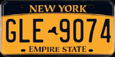 NY license plate GLE9074