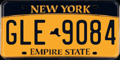 NY license plate GLE9084