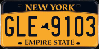 NY license plate GLE9103
