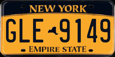 NY license plate GLE9149