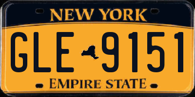 NY license plate GLE9151