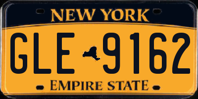 NY license plate GLE9162
