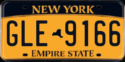 NY license plate GLE9166
