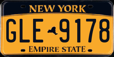 NY license plate GLE9178