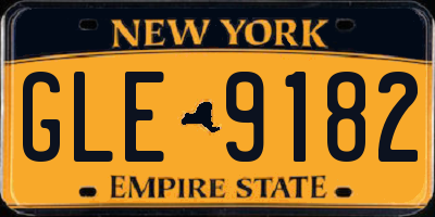NY license plate GLE9182