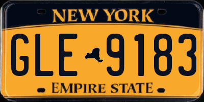 NY license plate GLE9183