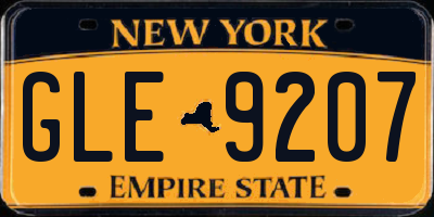 NY license plate GLE9207