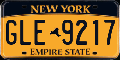 NY license plate GLE9217