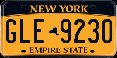 NY license plate GLE9230