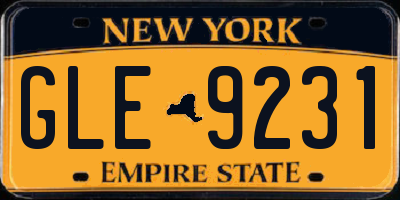 NY license plate GLE9231