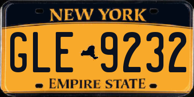 NY license plate GLE9232