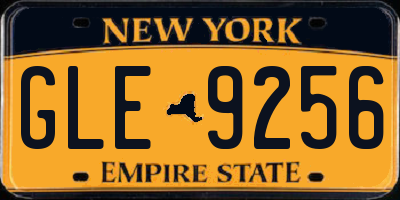 NY license plate GLE9256