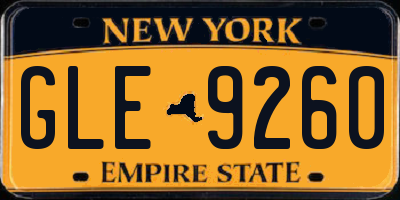 NY license plate GLE9260
