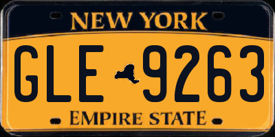 NY license plate GLE9263