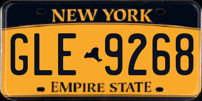 NY license plate GLE9268