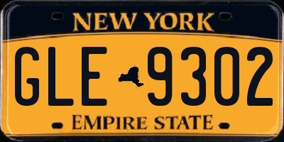 NY license plate GLE9302