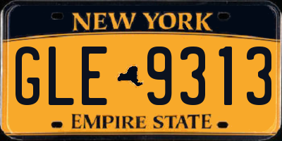 NY license plate GLE9313