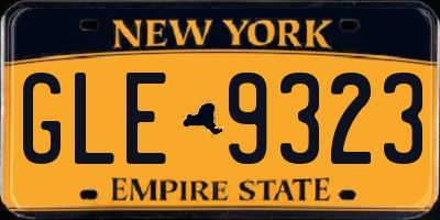 NY license plate GLE9323