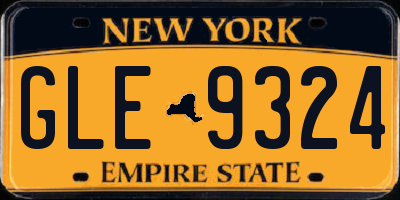 NY license plate GLE9324