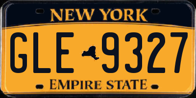 NY license plate GLE9327