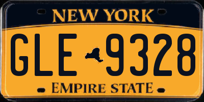 NY license plate GLE9328