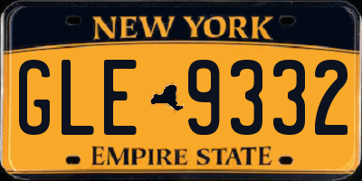 NY license plate GLE9332