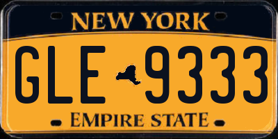 NY license plate GLE9333