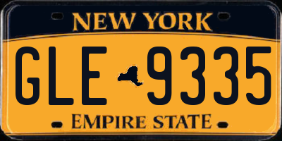 NY license plate GLE9335