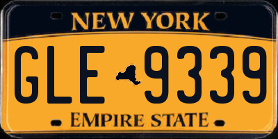 NY license plate GLE9339