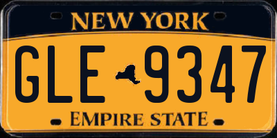 NY license plate GLE9347