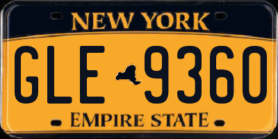 NY license plate GLE9360